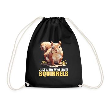 Squirrel - Drawstring Bag - black - Front