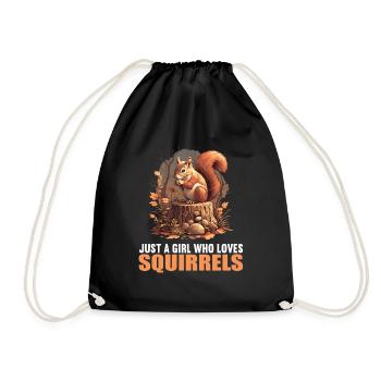 Squirrel - Drawstring Bag - black - Front