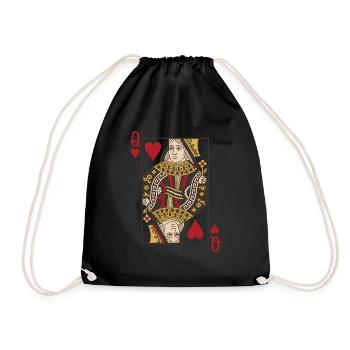 Cartes Coeur Queen Skat Poker Doppelkopf - Sac de sport léger - noir - Devant
