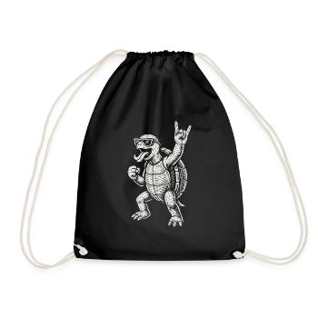Funny Turtle Metal Music Rock Vibes - Drawstring Bag - black - Front