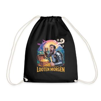 RPG Looting Morning Coffee T-Shirt - Drawstring Bag - black - Front