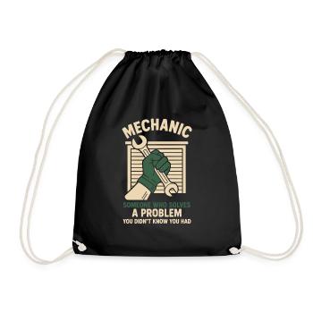 Mechanic Problem Solver Garage Funny Saying - Drawstring Bag - black - Front