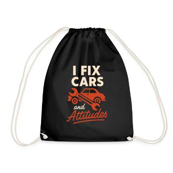 I repair cars and postures mechanic - Drawstring Bag - black - Front