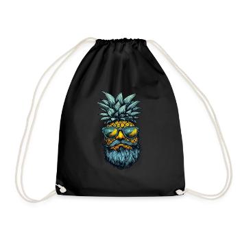 Pineapple with beard - Drawstring Bag - black - Front