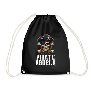 Pirate Abuela Jolly Roger Crossbones Flag - Drawstring Bag - black - Front