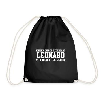 Leonard Name Design - Turnbeutel - Schwarz - Vorne