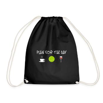Plan for the Day Coffe Tennis Wine - Drawstring Bag - black - Front