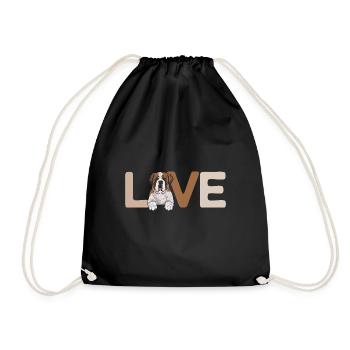 St. Bernard St. Bernard Dog Dog - Drawstring Bag - black - Front