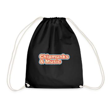 Chipmunks and Music Notes Musician Forest Animal - Drawstring Bag - black - Front