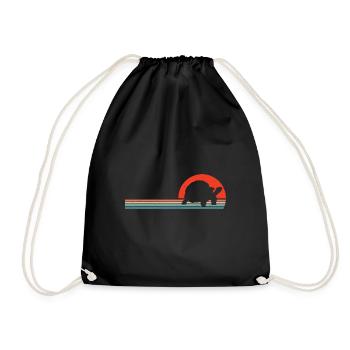 Retro Sunset Reptile Vintage Tortoise Lover - Drawstring Bag - black - Front