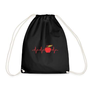 Apfel - Turnbeutel - Schwarz - Vorne