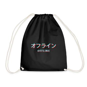 Vaporwave Aesthetic eboy egirl Japan Kanji Offline - Drawstring Bag - black - Front