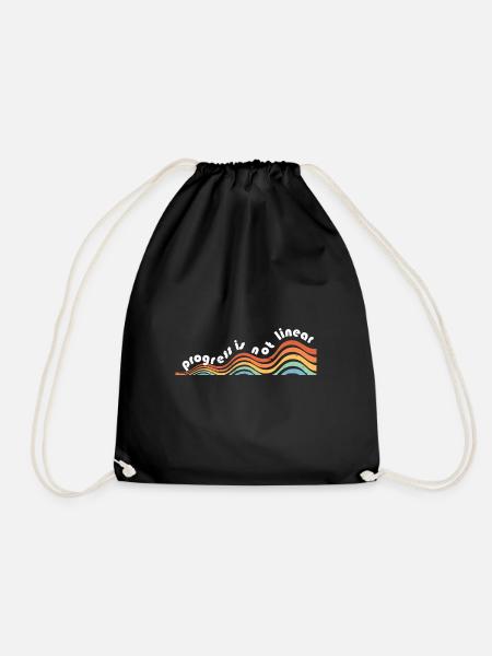 ABA Therapist Progress Is Not Linear Behavioral - Drawstring Bag - black