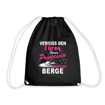 Berge Prinzessin Shirt · Berg · Wandern · Frau - Turnbeutel - Schwarz - Vorne