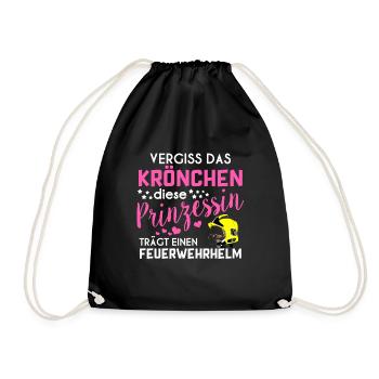 Feuerwehr Shirt · Feuerwehrfrau · Feuer · Frau - Turnbeutel - Schwarz - Vorne