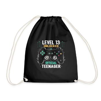 Level 13 Entsperrt offizieller Teenager 13. Geburtstag - Turnbeutel - Schwarz - Vorne