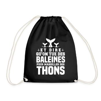 Protection des animaux baleine humour citation - Sac de sport léger - noir - Devant