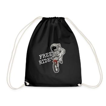 Astronaut mit Bike - Turnbeutel - Schwarz - Vorne