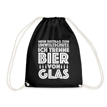 Bein Beitrag zum Umweltschutz | Bier, Party - Turnbeutel - Schwarz - Vorne