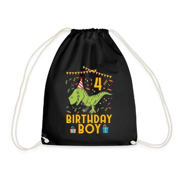 Birthday Boy - 4th birthday - Drawstring Bag - black - Front