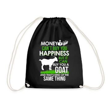 Money can´t buy Happiness - but a Goat - Turnbeutel - Schwarz - Vorne