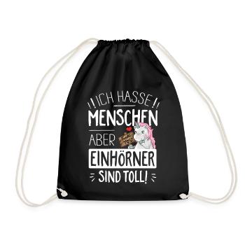 ich hasse Menschen - Turnbeutel - Schwarz - Vorne