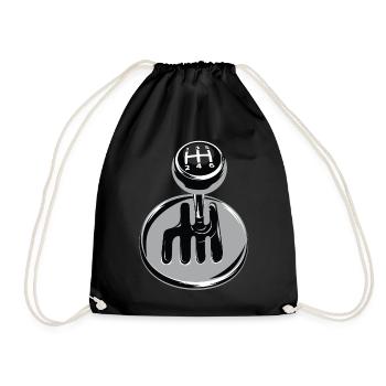 Gear shift - car sport - Drawstring Bag - black - Front