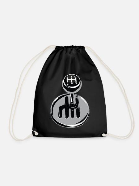 Gear shift - car sport - Drawstring Bag - black