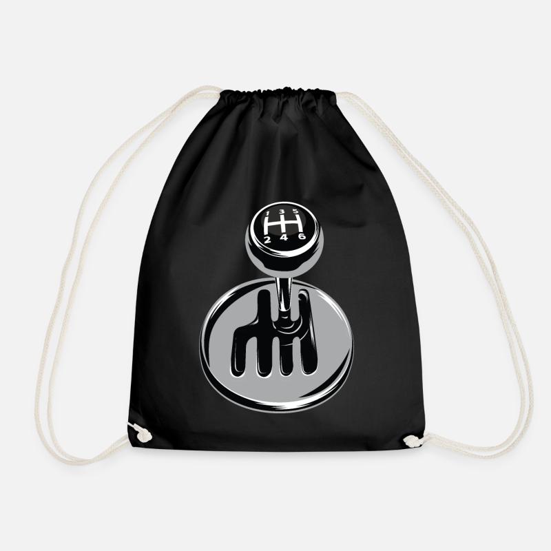 Gear shift - car sport - Drawstring Bag - black