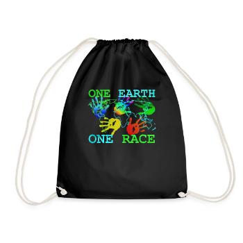 Anti Racism T-Shirt - One Earth One - Drawstring Bag - black - Front