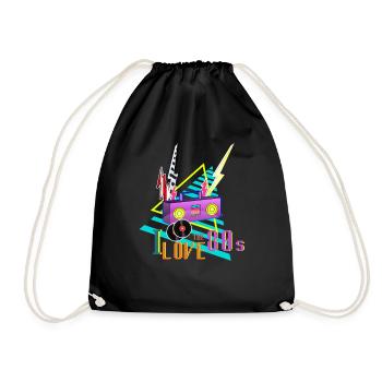 J'adore les années 80 j'aime la fête des années 80 stéréo - Sac de sport léger - noir - Devant