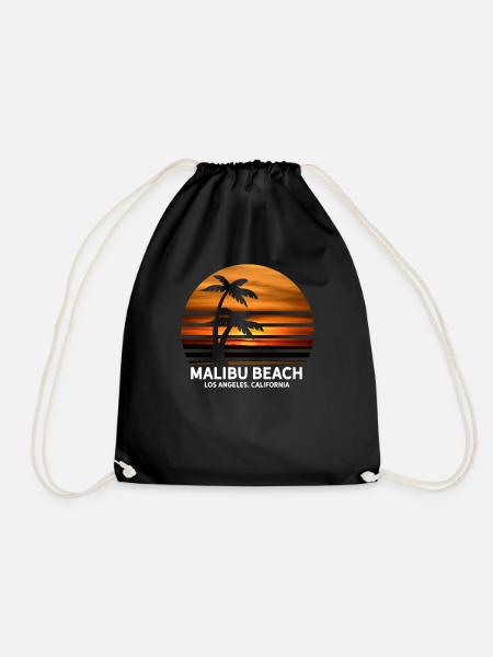 Malibu Beach Kalifornien mit Palmen - Turnbeutel - Schwarz
