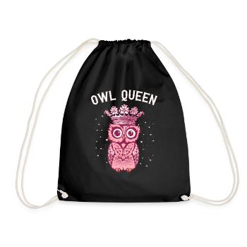Owl Queen Owl Queen Owls Pink Pink Gift - Drawstring Bag - black - Front