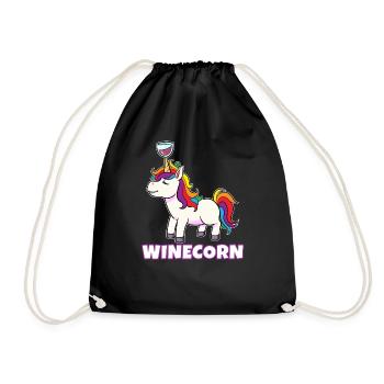Unicorn Winecorn Unicorn Wine Drink Alcohol Colorful - Drawstring Bag - black - Front