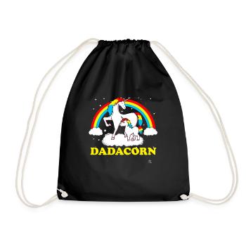 Dadacorn Unicorn Unicorn Father Child Daddy Gift - Drawstring Bag - black - Front
