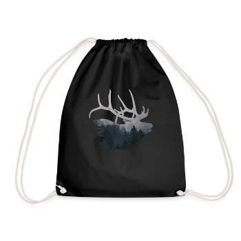 Moose Scandinavia Gift Hunter Deer Antler - Drawstring Bag - black - Front