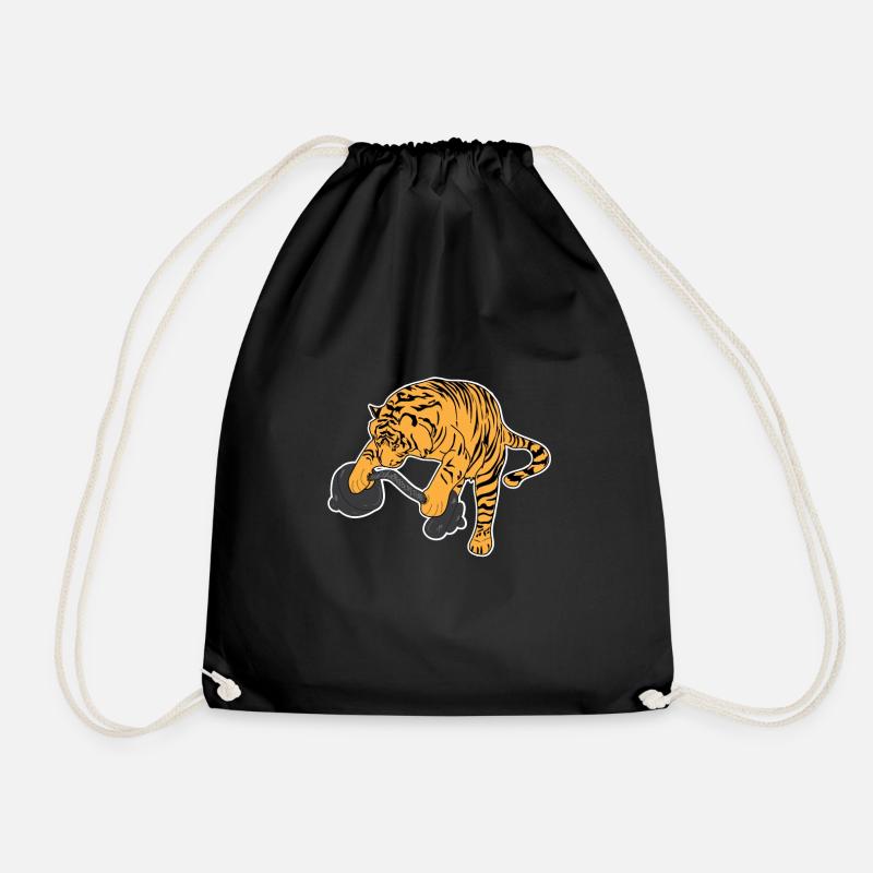 Weightlifting Tiger - Drawstring Bag - black