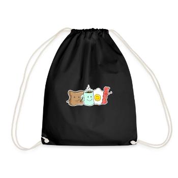 Frühstück Shirt - Turnbeutel - Schwarz - Vorne