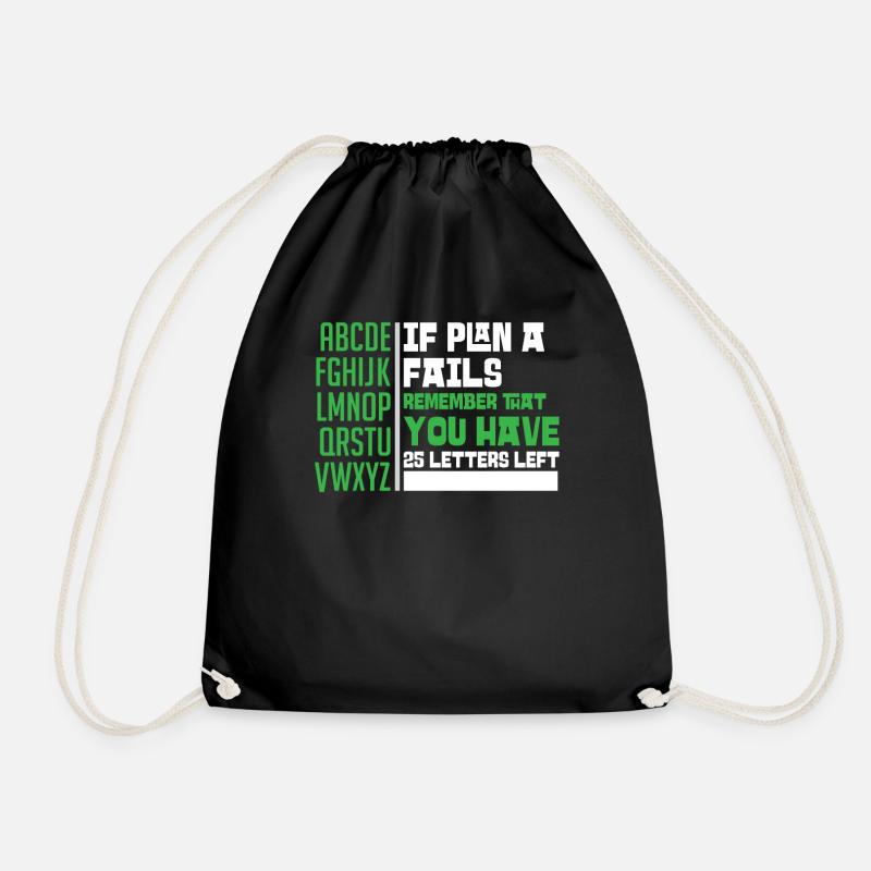 alphabet - Drawstring Bag - black