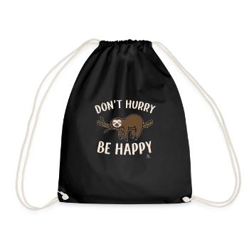 Do not be hurry be happy sloth sloth gift - Drawstring Bag - black - Front
