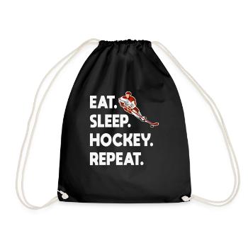 eat sleep hockey repeat - Drawstring Bag - black - Front