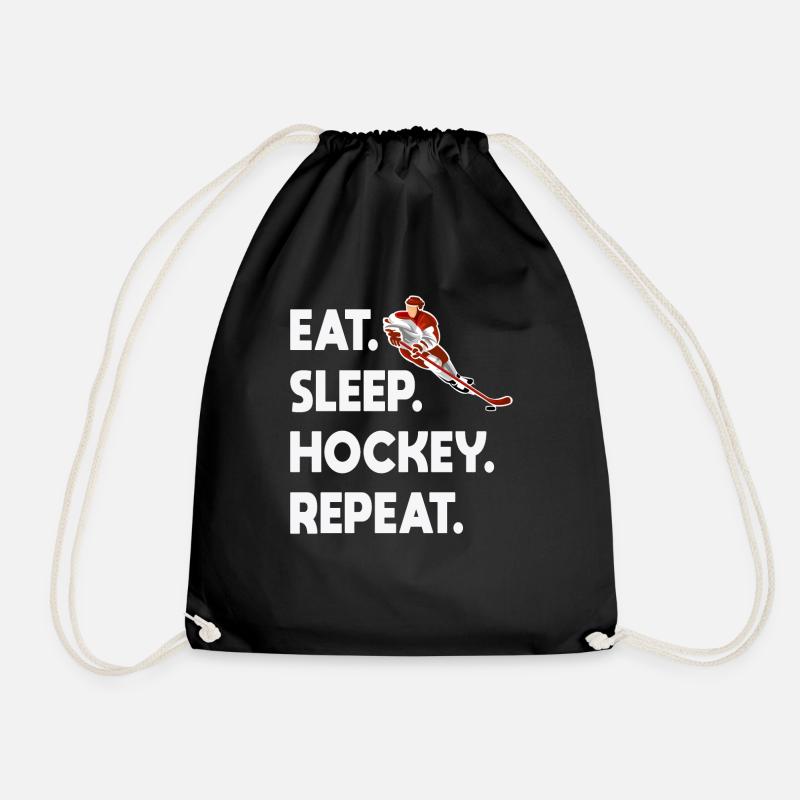 eat sleep hockey repeat - Turnbeutel - Schwarz