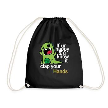 If you are happy & you know it, clap your hands - Drawstring Bag - black - Front