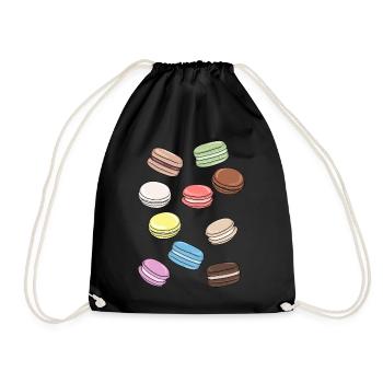 Bunte Macarons süße Versuchung - Turnbeutel - Schwarz - Vorne