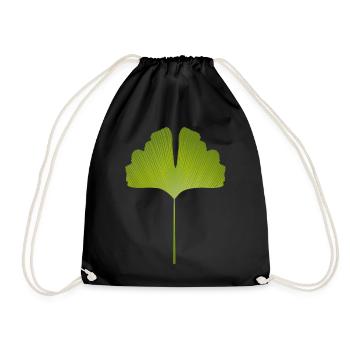 juicy green ginkgo leaf with bright lines - Drawstring Bag - black - Front