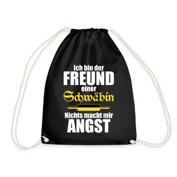 Ich bin der Freund einer Schwäbin Lustiger Spruch - Turnbeutel - Schwarz - Vorne