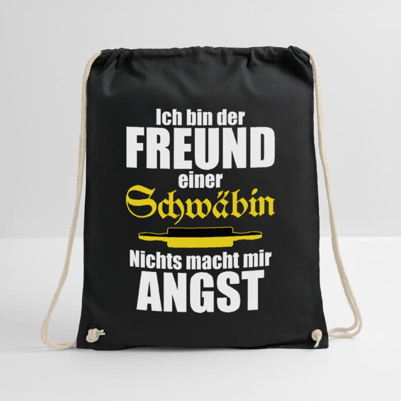 Ich bin der Freund einer Schwäbin Lustiger Spruch Turnbeutel
