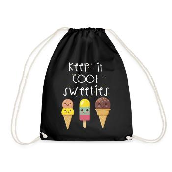 Eis süß lustiger Spruch Geschenk - Turnbeutel - Schwarz - Vorne
