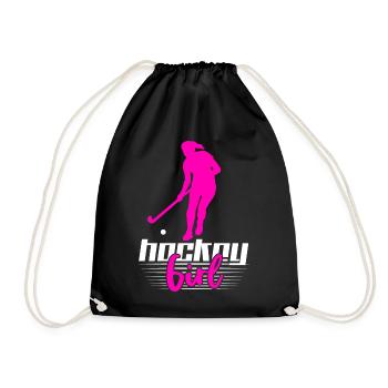 Hockey Mädchen Feldhockey Geschenk Feldhockey Spie - Turnbeutel - Schwarz - Vorne