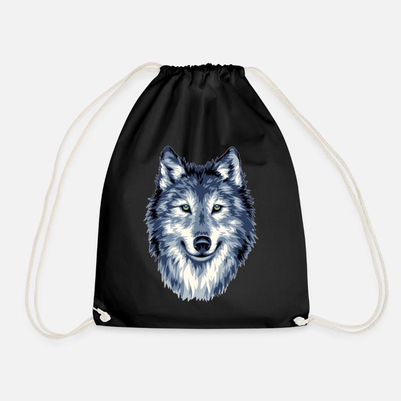 WOLF HEAD - Wild Heart in Every Detail - Drawstring Bag - black